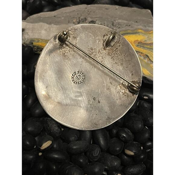 Huge Vintage Sterling Mexico Kachina Mud Man Afghan Storyteller Pin Pendant - Picture 4 of 7